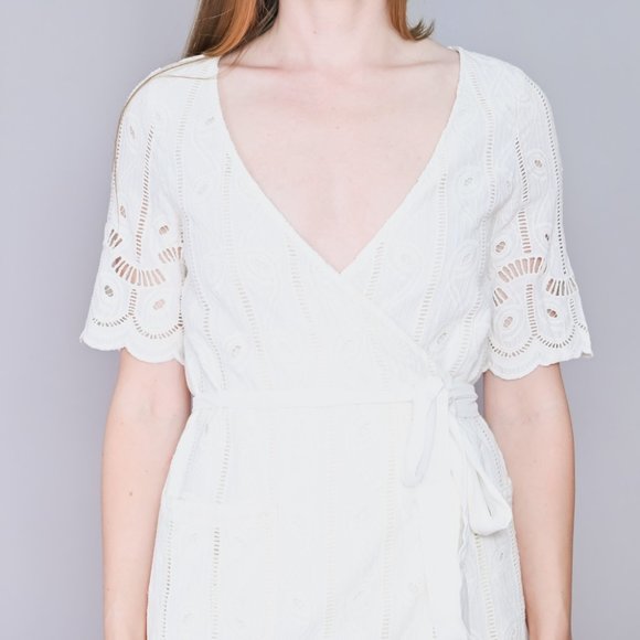 TULAROSA White Rocky Wrap Eyelet Mini Dress - Picture 2 of 7